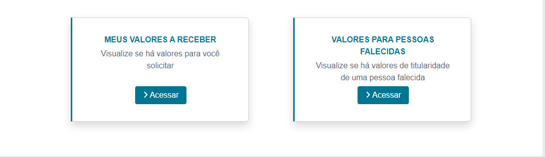 Foto de uma tela em branco com dois botões do Sistema de Valores a Receber. À esquerda, diz 