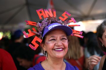 José Cruz/Agência Brasil Brasília (DF), 08/03/2025 - Rita Andrade participa da Marcha no 8 de março, Dia Internacional da Mulher. Foto: José Cruz/Agência Brasil