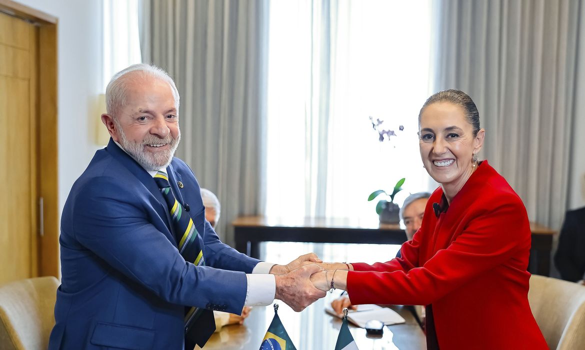 Arquivo/Ricardo Stuckert/PR Honduras, 09/04/2025 - Presidente da República, Luiz Inácio Lula da Silva, durante encontro bilateral com Presidenta do México Claudia Sheinbaum. Foto: Ricardo Stuckert/PR