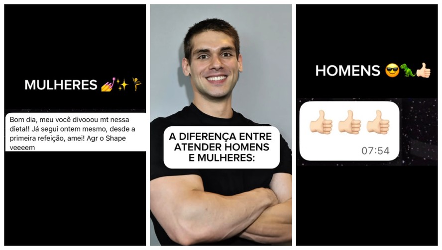 O nutricionista Cicero Naves compartilhou vídeo no Instagram comparando pacientes mulheres e homens