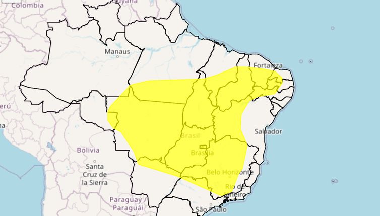 Inmet Brasília - 06/08/2026 - INMET publica aviso do clima no País. Fonte: INMET