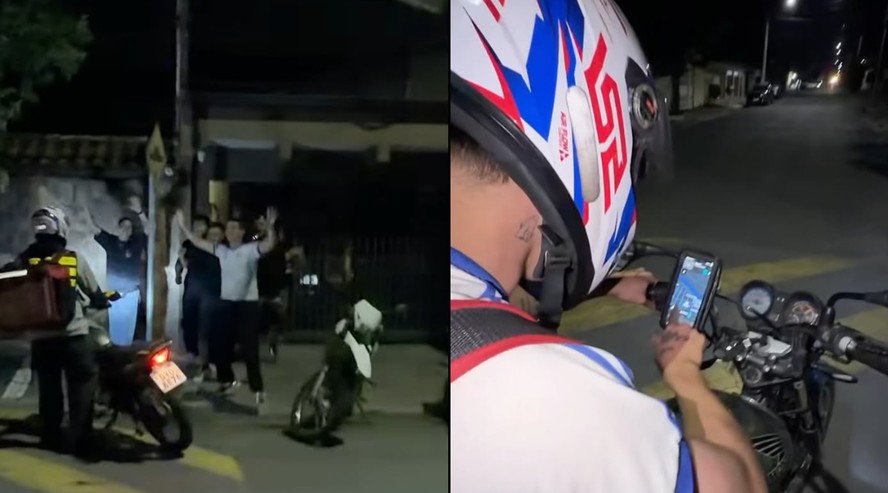 Motoboy é levado para churrasco de amigos em Amparo, no interior de São Paulo.