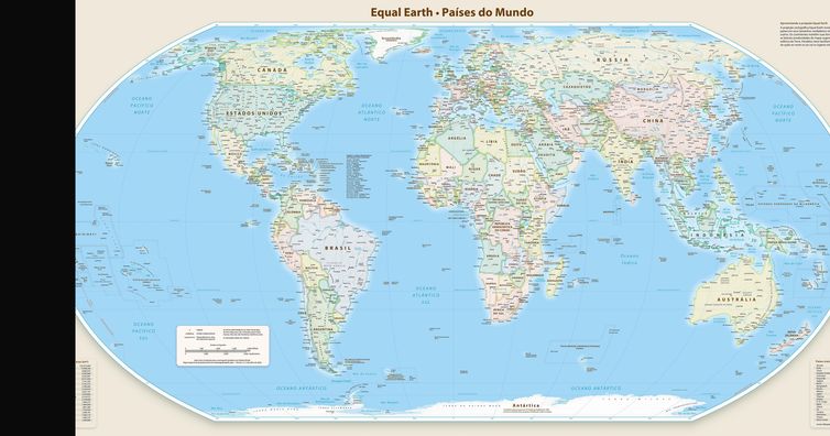 Brasília (DF), 05/09/2026 - Mapa Mundial.      Mapa Equal Earth Map