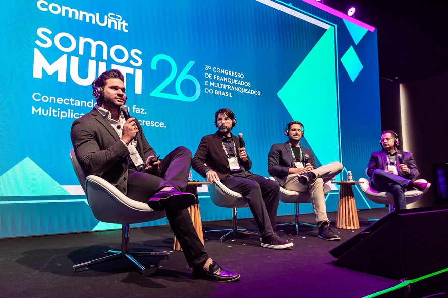 José Carlos Araujo, sócio-diertor da BWA Global; Antonio Henrique Brum, multifranqueado das marcas Adidas, Originals e Reserva; André Rieger, multifranqueado de O Boticário; e Bruno Arena, multifranqueado da Casa do Construtor